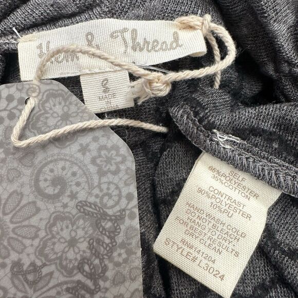 Hem and thread open draped cardigan Dark Gray Soft Jersey Mixmedia Academia S - Picture 9 of 9